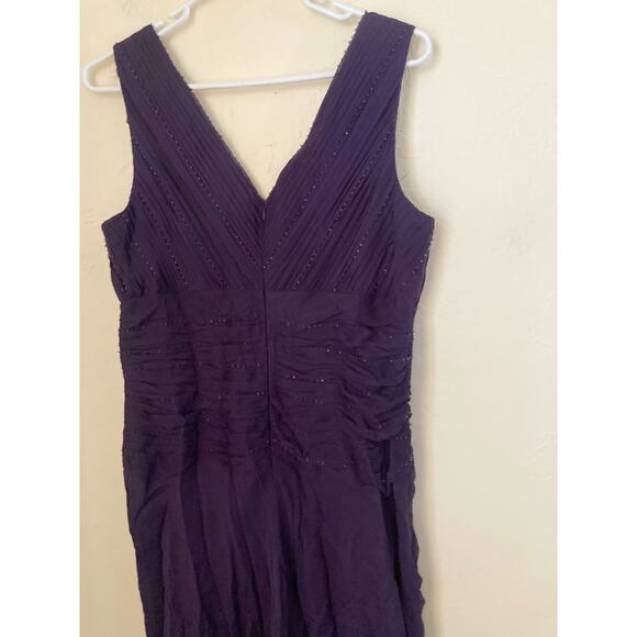 Talbots Women's Dress Size 12 Purple Pure Silk Beaded Evening - Picture 6 of 7